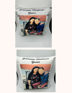 Personalized Favors Custom Photo Sequin Pillowcases | Valentines Day Gift| Engagement Gift | Wedding Gift| Gift for Holiday| Anniversary Gift | Graduation Gift| Gift for her| Thoughtful Gift| Keepsake |Any Picture | Any words| Any Audio |Magic Reversible Throw Pillowcase Decorative Cushion 